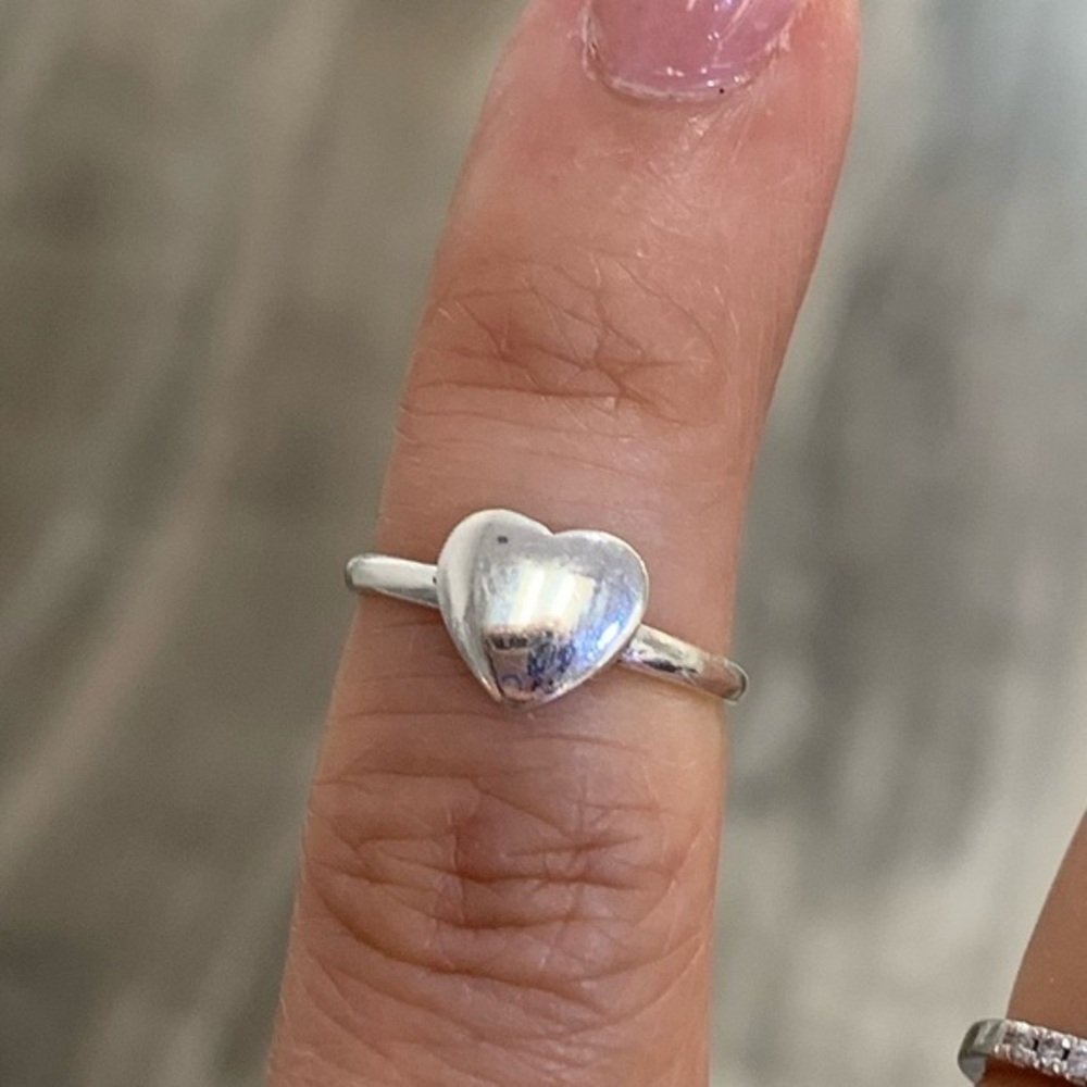 New White gold plated Heart Ring size 3 4